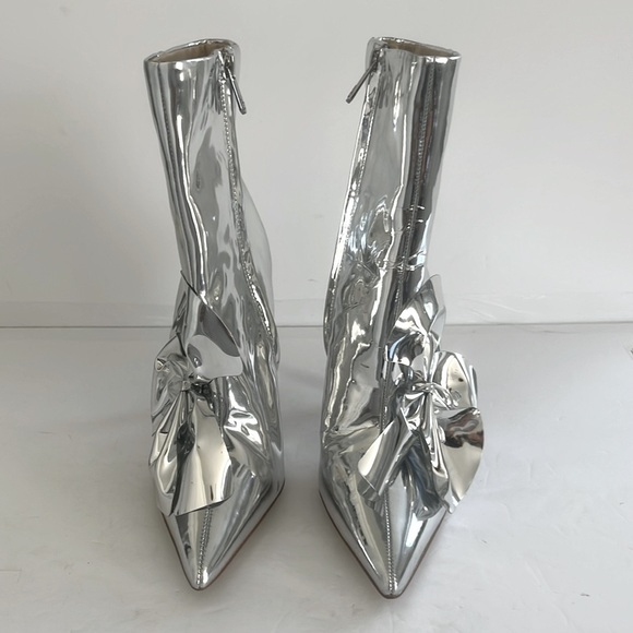 SAM EDELMAN $200 Esmae Stiletto Ankle Metallic Bootie Floral Detail Size 7.5 NEW - Picture 8 of 12